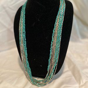 Kenneth Cole Turquoise & Silver Bead Multi-Strand Necklace; "Poolside Turquoise"